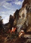 Eugene Fromentin Arab Horsemen in a Gorge painting
